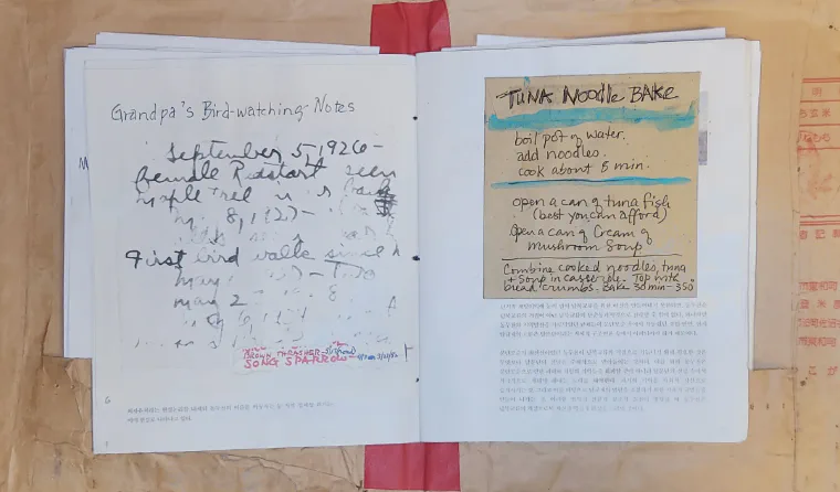 Handwritten family cookbook page for tuna noodle bake