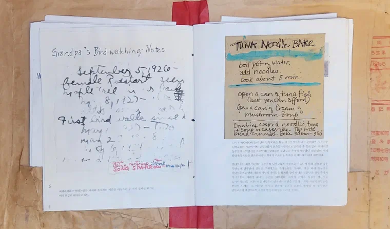 Handwritten family cookbook page for tuna noodle bake