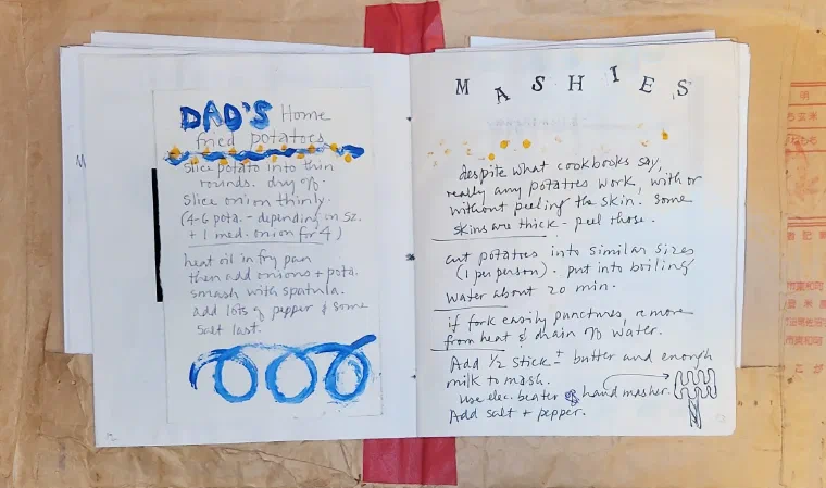 Handwritten family cookbook page for Mashies