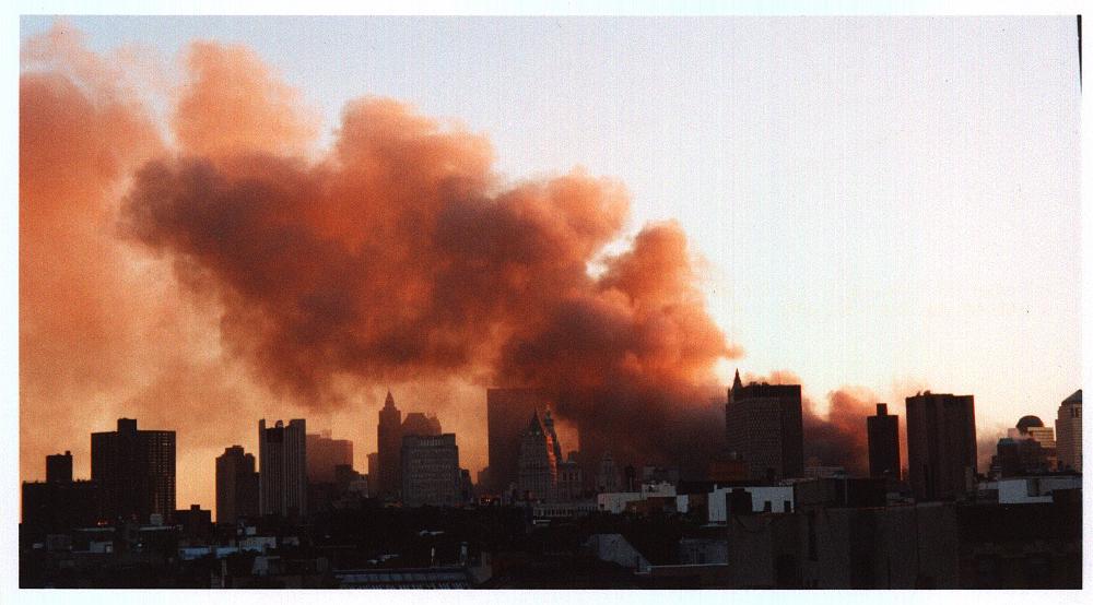 Smoke over Lower Manhattan later that day, September 11, 2001