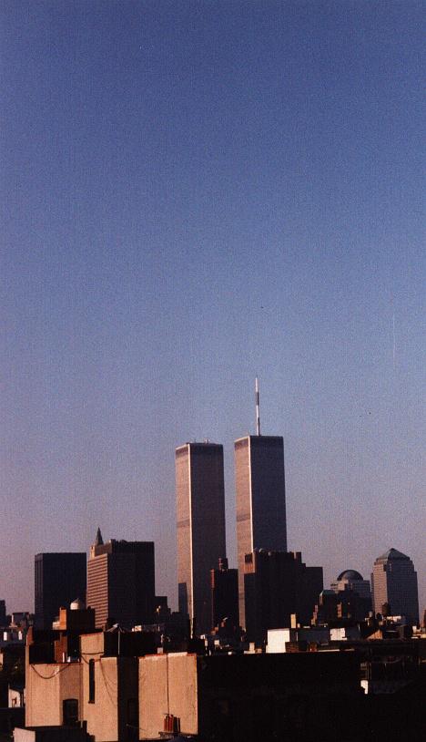 The towers above the rooftops on a clear day, 1999