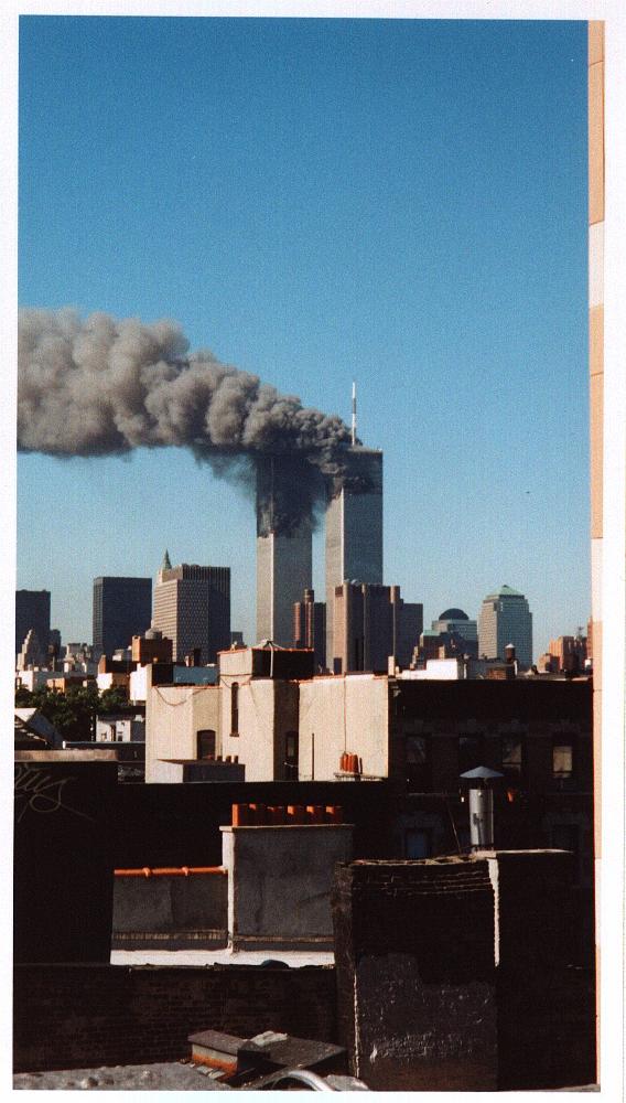 Smoke rising from the World Trade Center, September 11, 2001