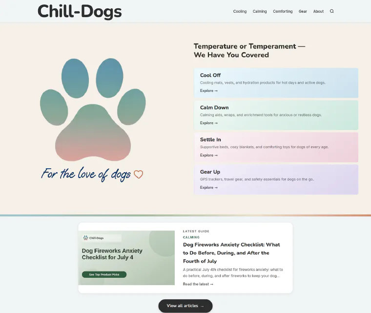 The chill-dogs.com home page