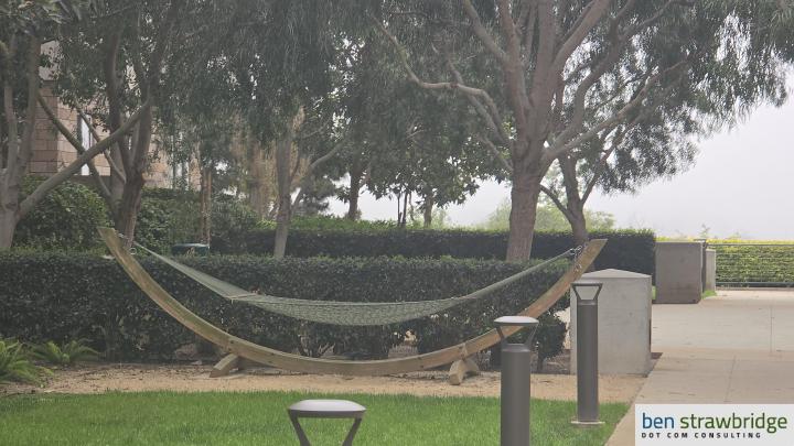 The public hammock on one of Crescent Park's wetland promenades
