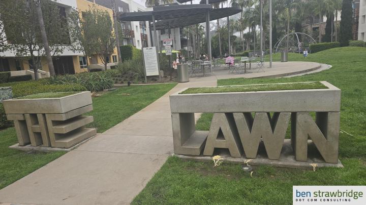 The Lawn, across from The Runway shopping strip